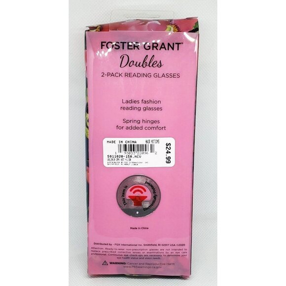 Foster Grant Doubles 2 Pack FGX +1.50 Hair Notions Designer Reading Glasses - Picture 5 of 10